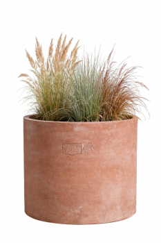 Moderner runder Terracotta-Cilinder aus Impruneta – handgefertigt und frostfest Cilindro